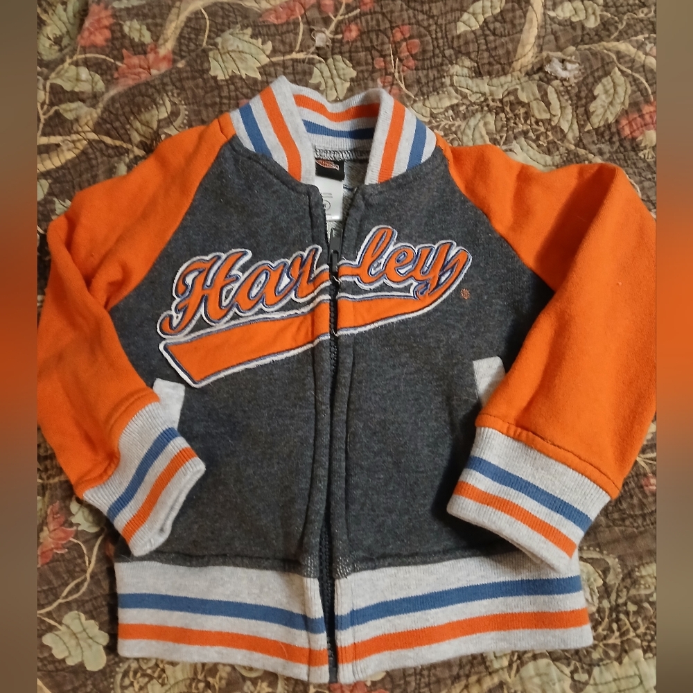 Harley-Davidson Orange and Gray Sweatshirt JACKET 2T‎